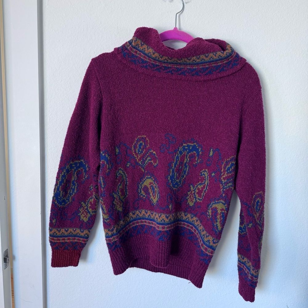 Paisley Patterned Sweater - Purple